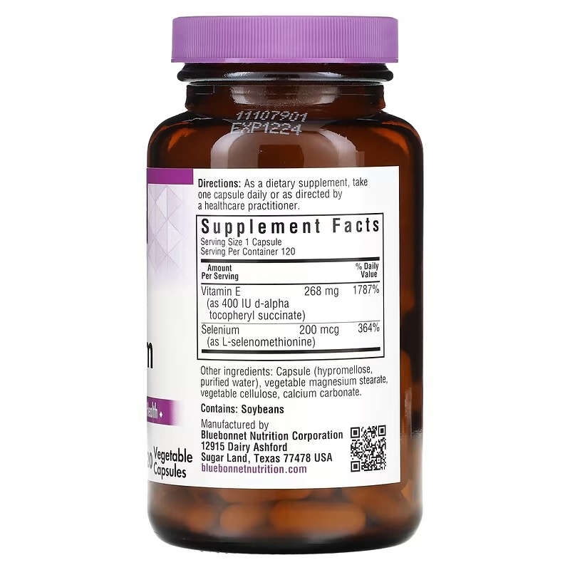Bluebonnet Nutrition, Dry-E & Selenium, 120 Vegetable Capsules - Image 2